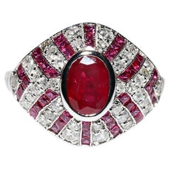 New Made 18k Gold Natural Diamond And Ruby Decorated Cocktail Ring 