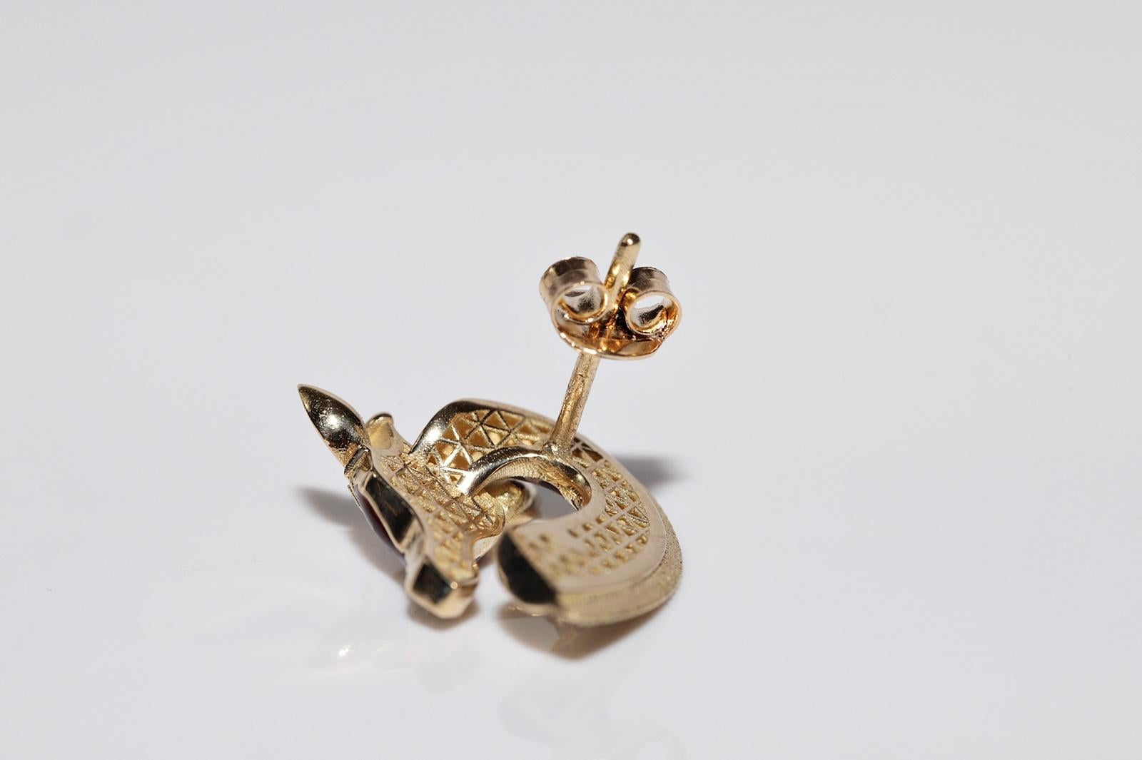 New Made Boucle d'oreille Girafe en or 18k, diamant naturel et rubis émaillé en vente 4