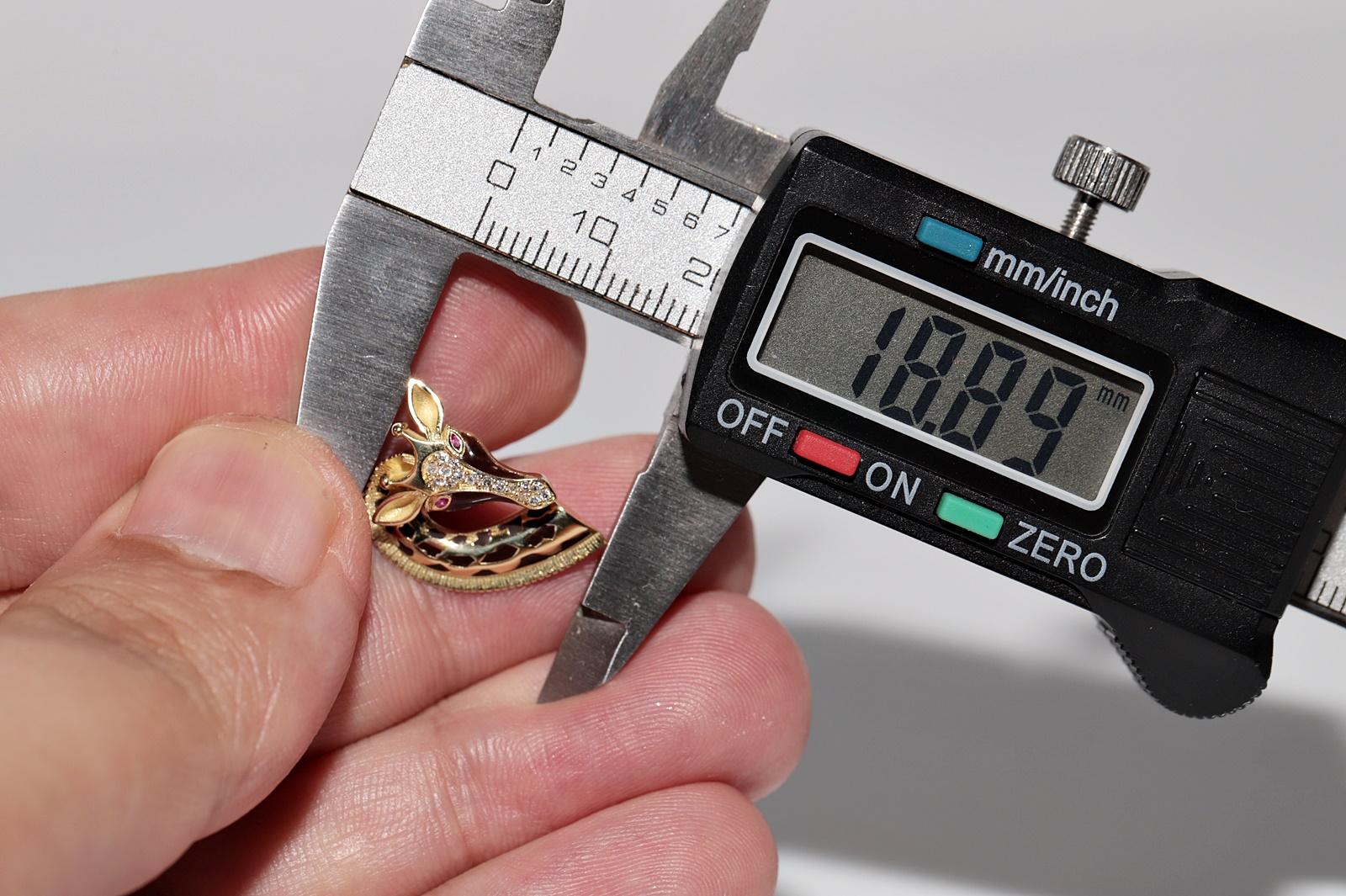 New Made Boucle d'oreille Girafe en or 18k, diamant naturel et rubis émaillé en vente 6