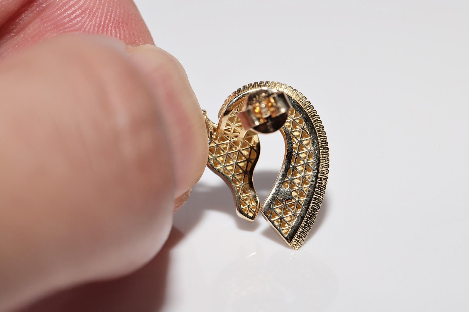 New Made Boucle d'oreille Girafe en or 18k, diamant naturel et rubis émaillé en vente 3