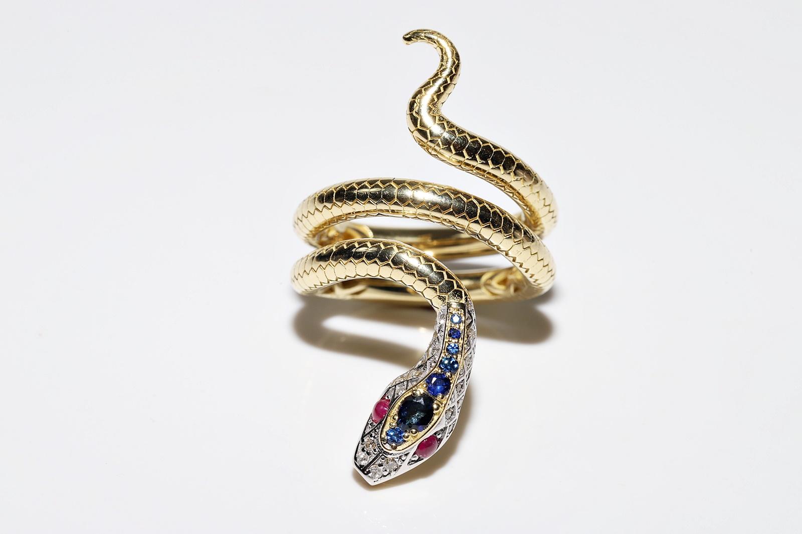 Neuer Schlangenring aus 18 Karat Gold mit natürlichem Diamanten, Saphiren und Rubinen im Angebot 5
