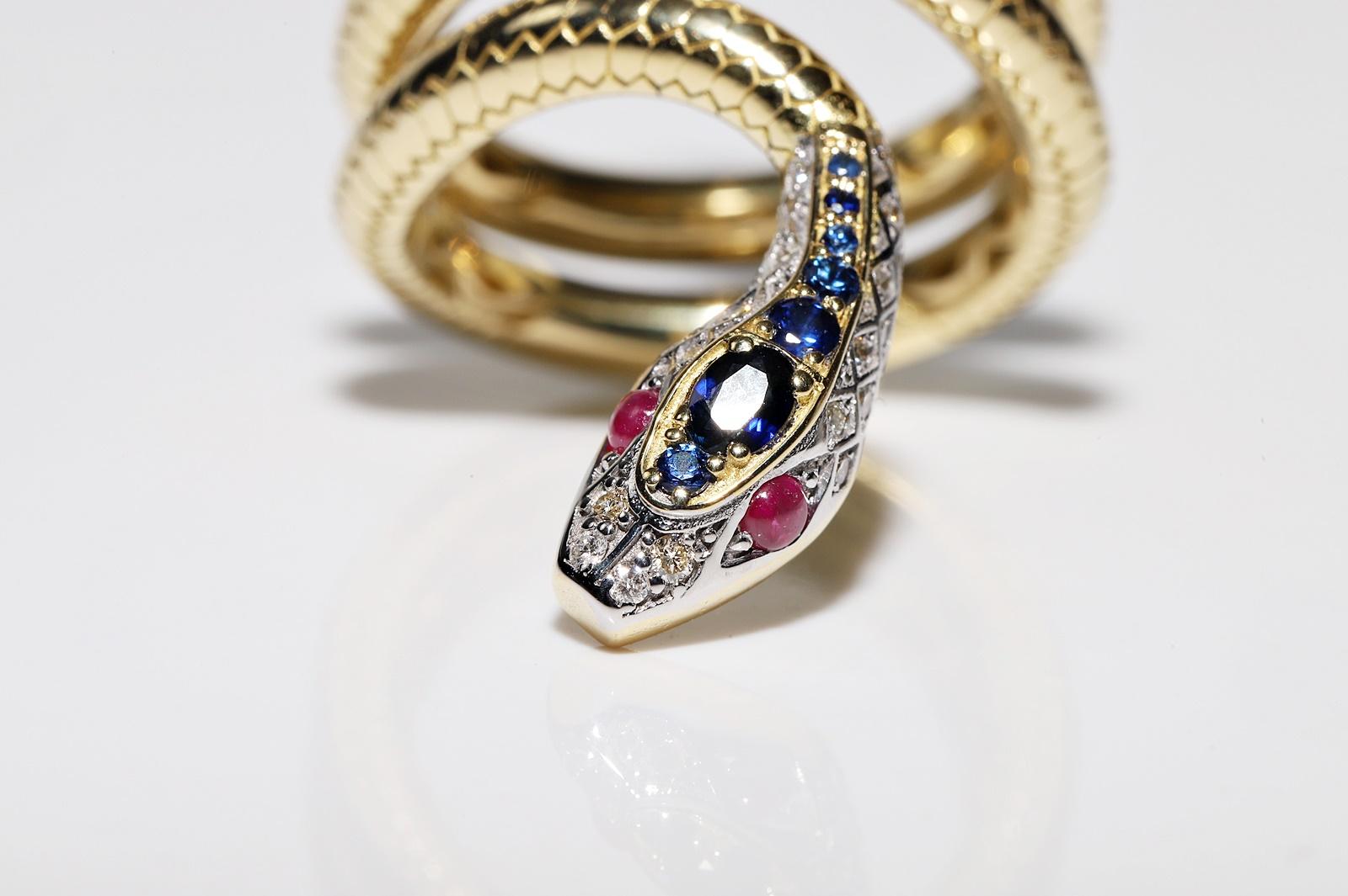 Bague serpent en or 18 carats, avec diamants naturels, saphirs et rubis en vente 6