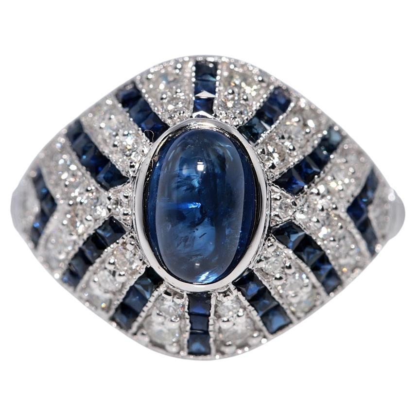 New Made 18k Gold Natural Diamond And Sapphire Decorated Ring
