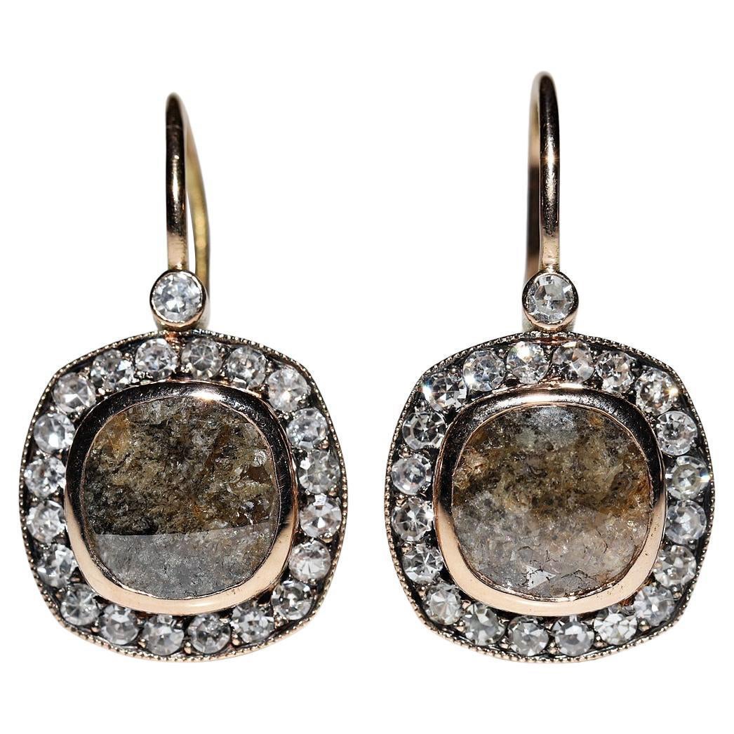 New Made 18k Gold Natural Diamond Decorated  Amazing Earring