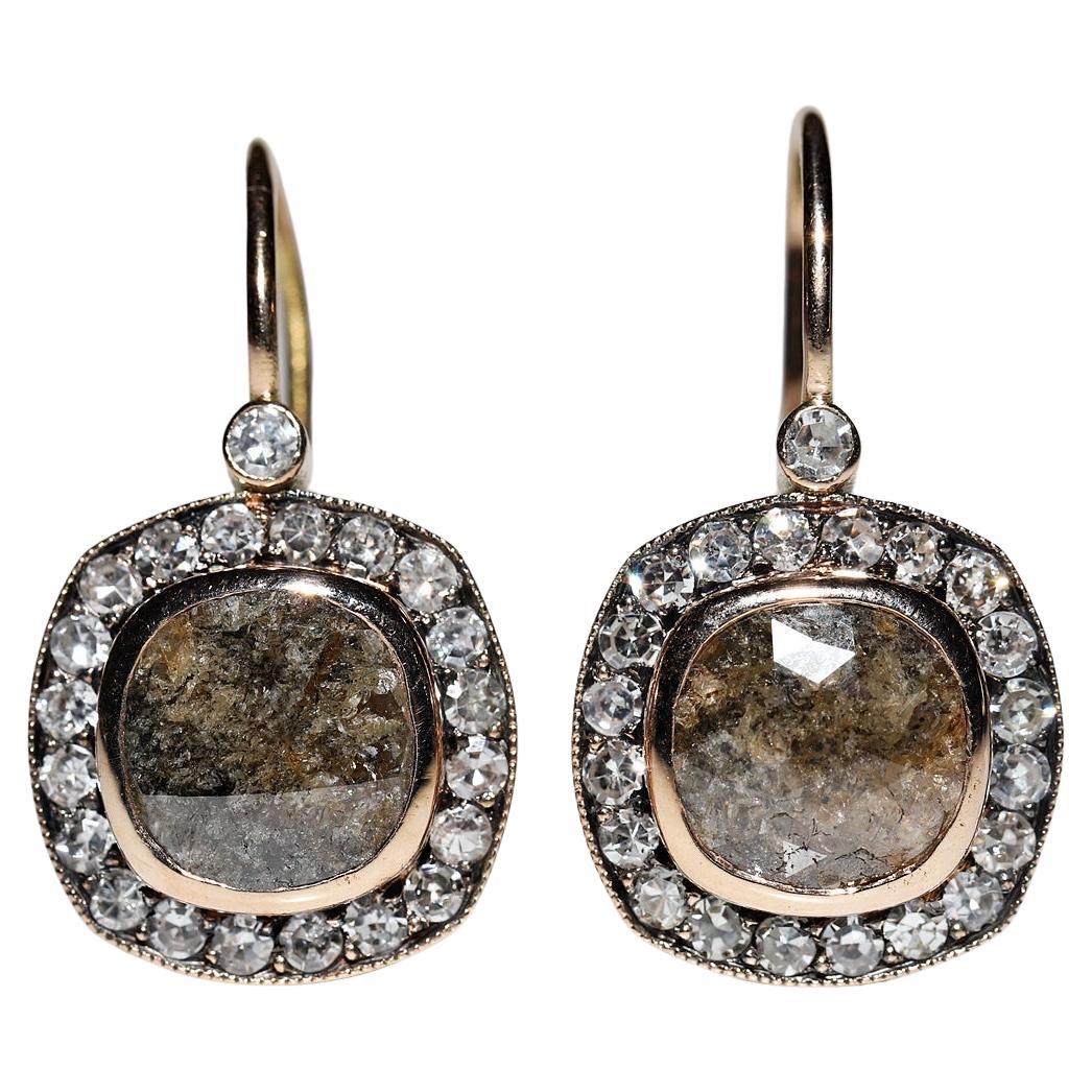 New Made 18k Gold Natural Diamond Decorated  Amazing Earring For Sale