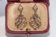 New Made 18k Gold Natural Diamond Decorated Bird Design Drop Earring