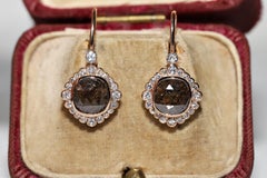 Orecchini a goccia decorati con diamanti naturali in oro 18k di nuova produzione