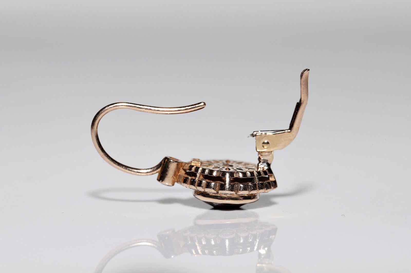New Made 18k Gold Natural Diamond Decorated Drop Amazing Earring in vendita 2