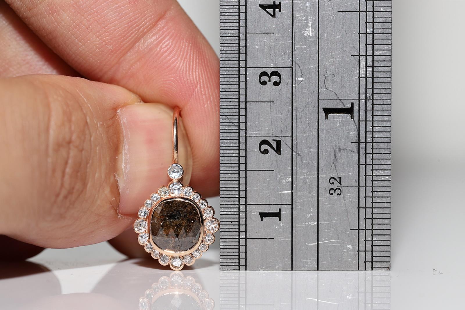 New Made 18k Gold Natural Diamond Decorated Drop Amazing Earring in vendita 3