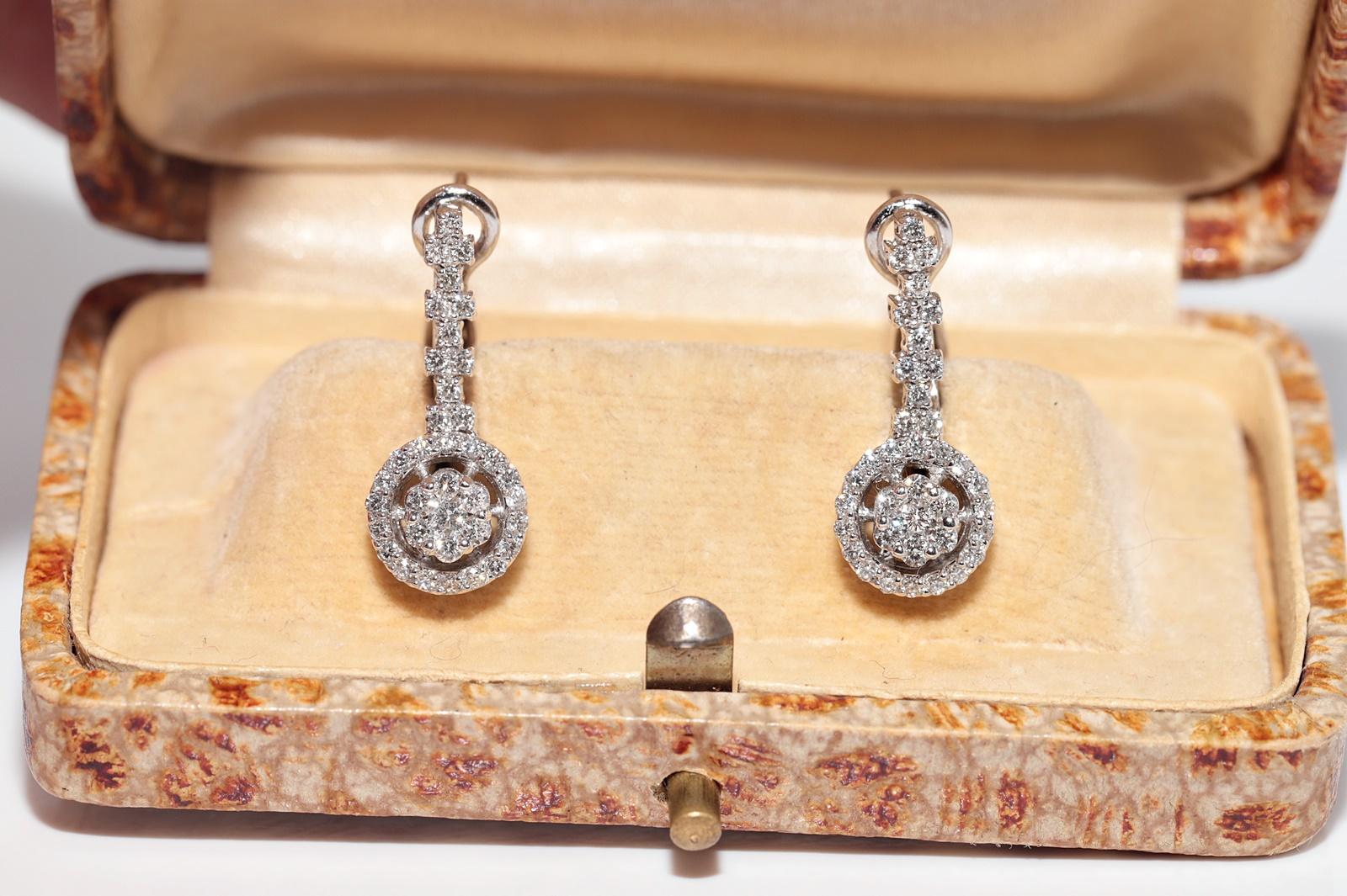 New Made 18k Gold natürlichen Diamanten dekoriert Tropfen Ohrring (Moderne) im Angebot