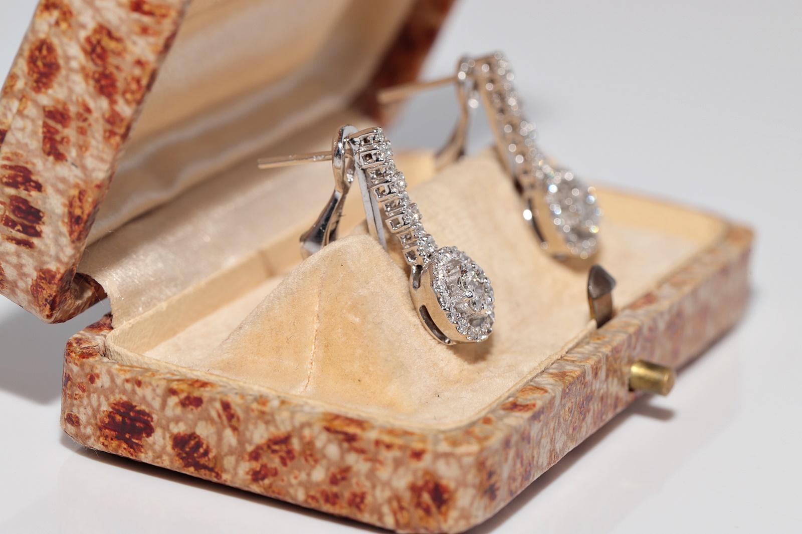 New Made 18k Gold natürlichen Diamanten dekoriert Tropfen Ohrring (Brillantschliff) im Angebot