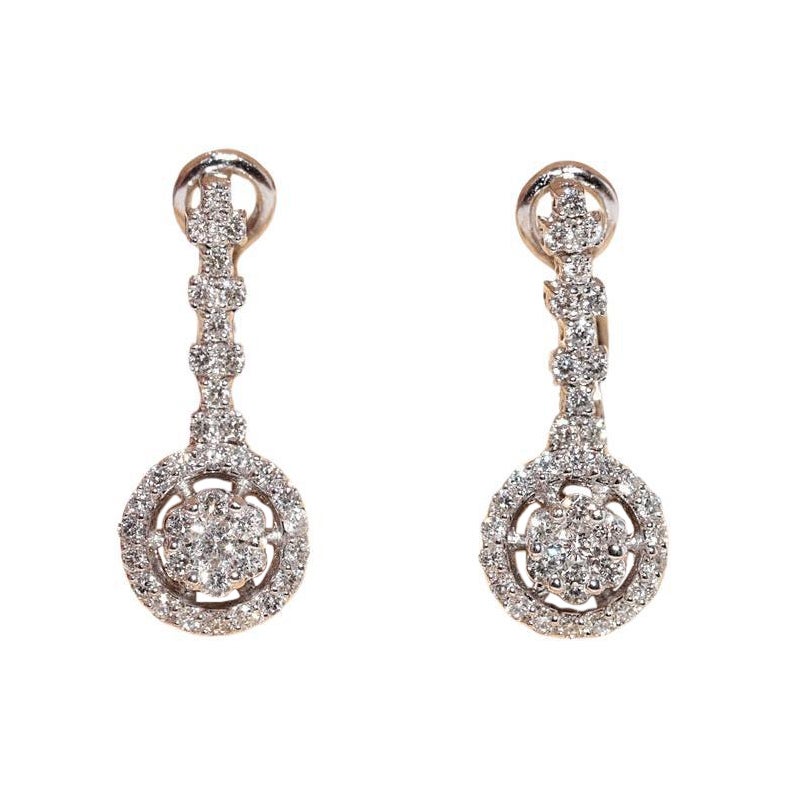 Orecchini a goccia decorati con diamanti naturali in oro 18k di nuova produzione