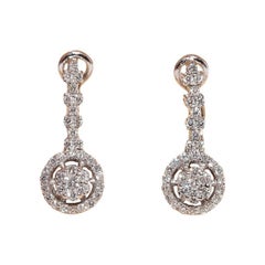 New Made 18k Gold Natural Diamond Decorated Drop Earring