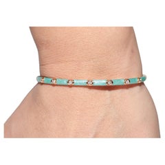 New Made 18k Gold Natural Diamond Decorated Enamel Bangle Bracelet
