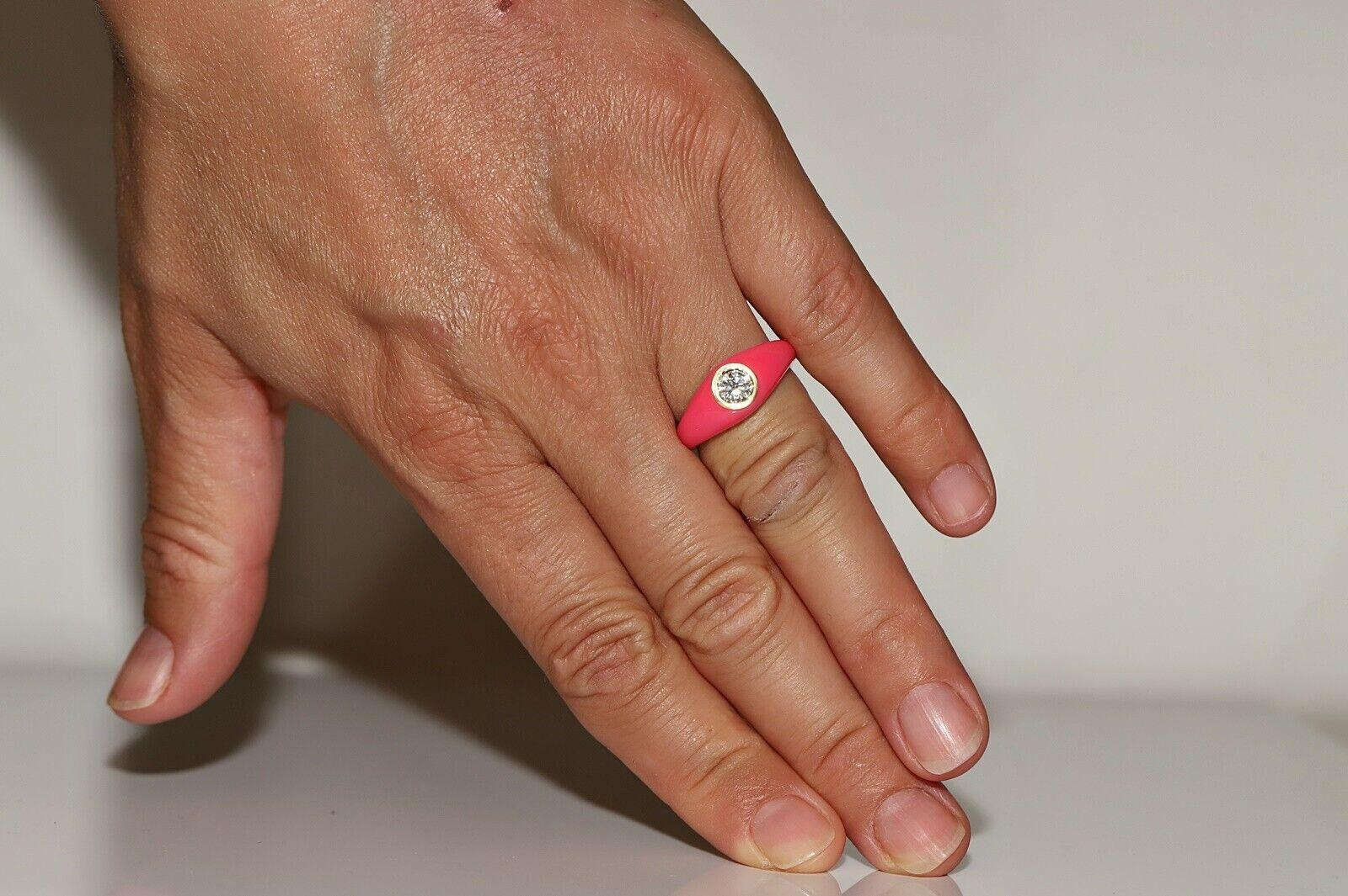 New Made 18k Gold natürlichen Diamanten dekoriert Emaille Solitär Ring im Angebot 7