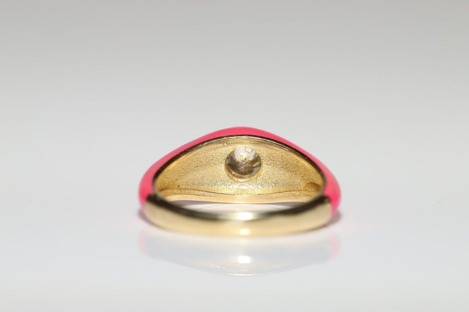 New Made 18k Gold natürlichen Diamanten dekoriert Emaille Solitär Ring im Zustand „Neu“ im Angebot in Fatih/İstanbul, 34