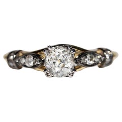 New Made 18k Gold Natural Diamond Decorated Engagement Solitaire Ring