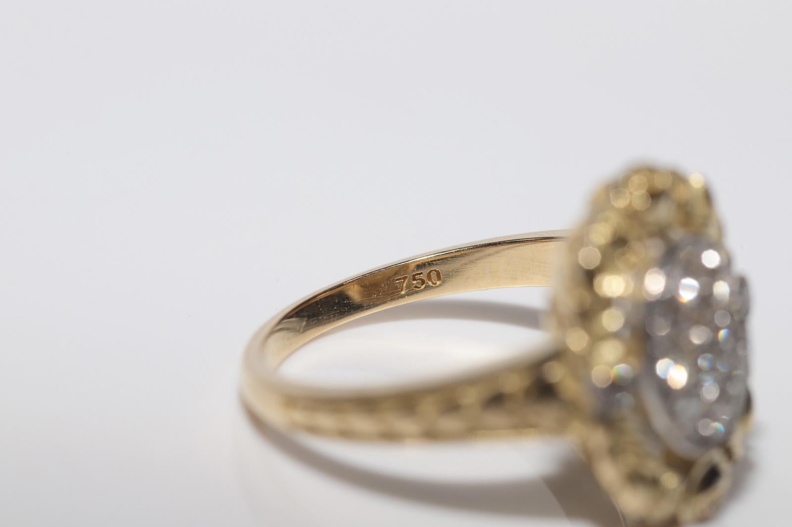 Anillo de oro de 18 quilates con diseño de flores decorado con diamantes naturales en venta 5