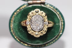 New Made 18k Gold Natural Diamond Decorated Flowers Design Ring