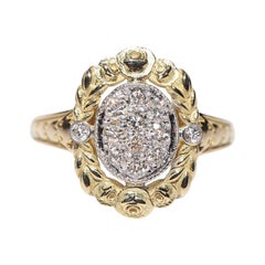 Anello di nuova fabbricazione in oro 18k con diamanti naturali e fiori decorati