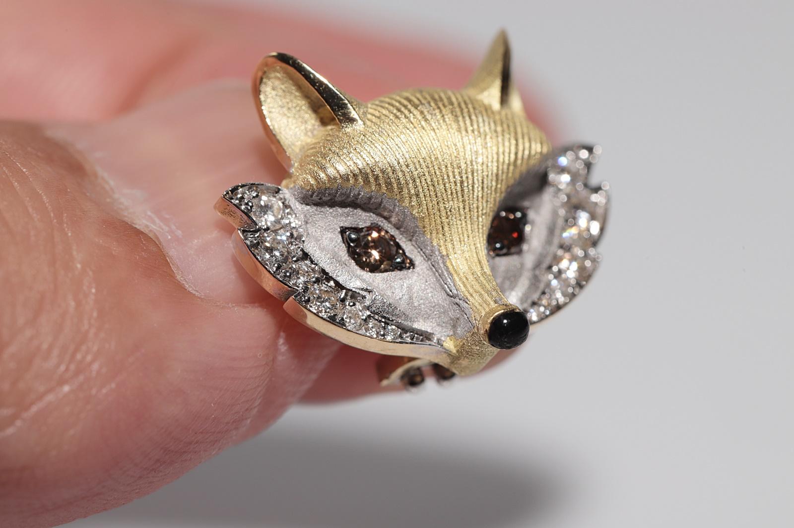 New Made 18k Gold Natural Diamond Decorated Fox Style Amazing Earring For Sale 4