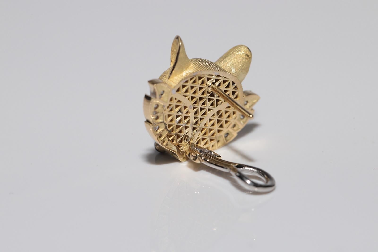New Made 18k Gold Natural Diamond Decorated Fox Style Amazing Earring In New Condition For Sale In Fatih/İstanbul, 34