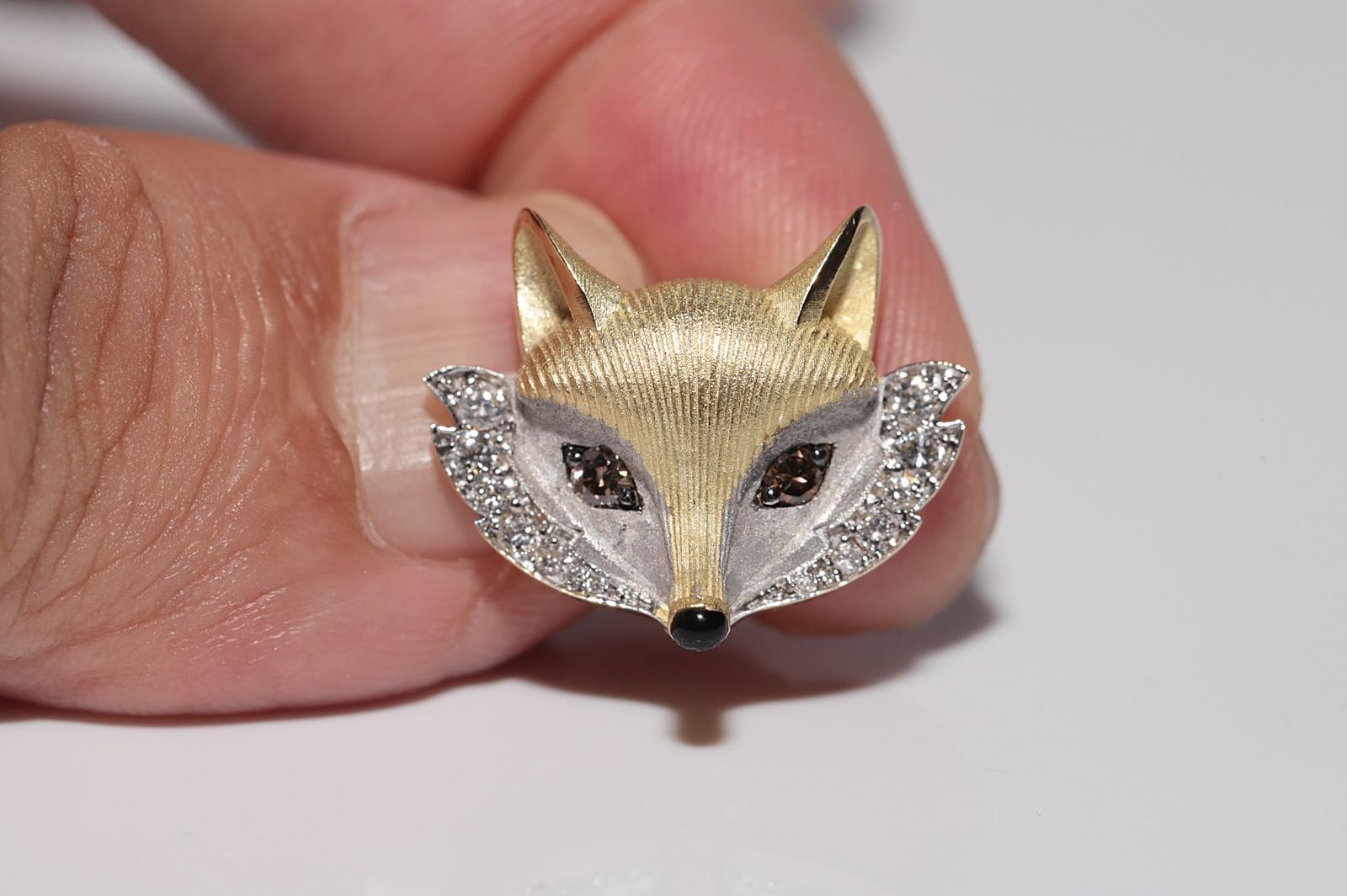 Pendiente Sorprendente Estilo Zorro Decorado con Diamantes Naturales de Oro de 18k de Nueva Fabricación en venta 3