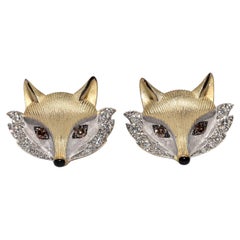 Nuovo orecchino in oro 18 carati con diamante naturale decorato in stile volpe