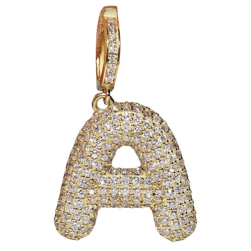 Pendentif lettres en or 18 carats, neuf et décoré de diamants naturels