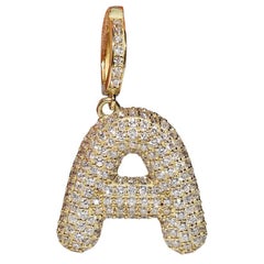 Pendentif lettres en or 18 carats, neuf et décoré de diamants naturels