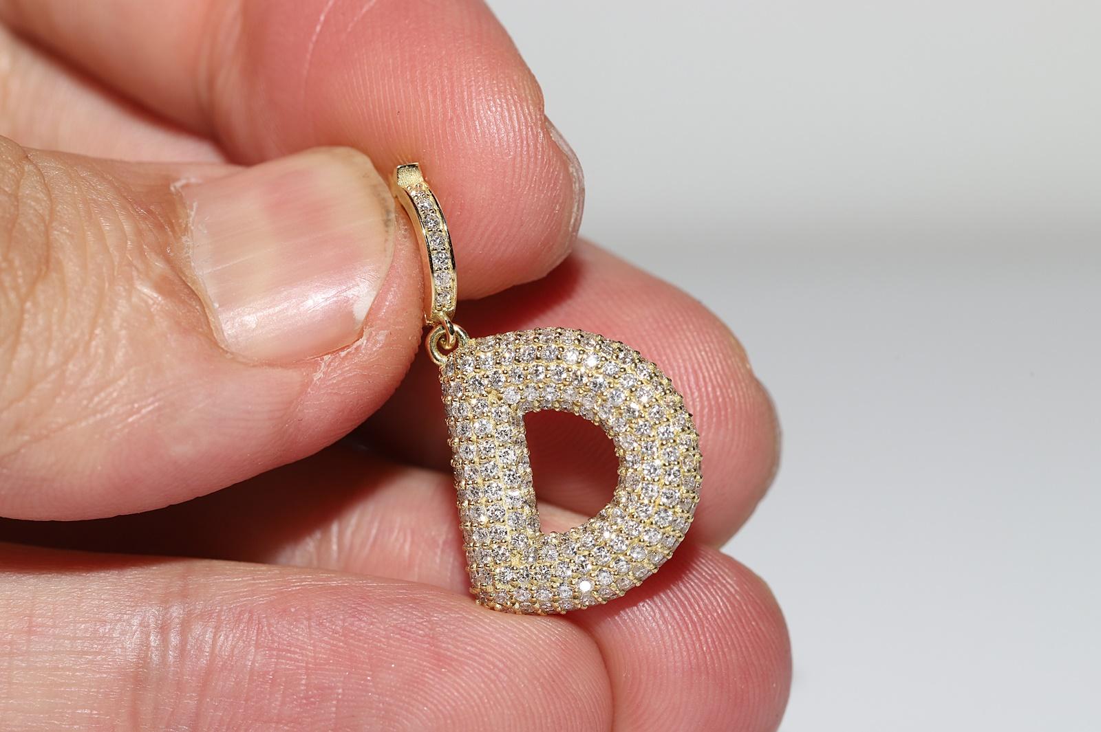Modern New Made 18k Gold Natural Diamond Decorated Letter D Pendant  For Sale