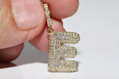 New Made 18k Gold Natural Diamond Decorated Letter E Pendant