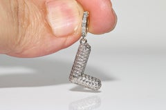New Made 18k Gold Natural Diamond Decorated Letter L Pendant