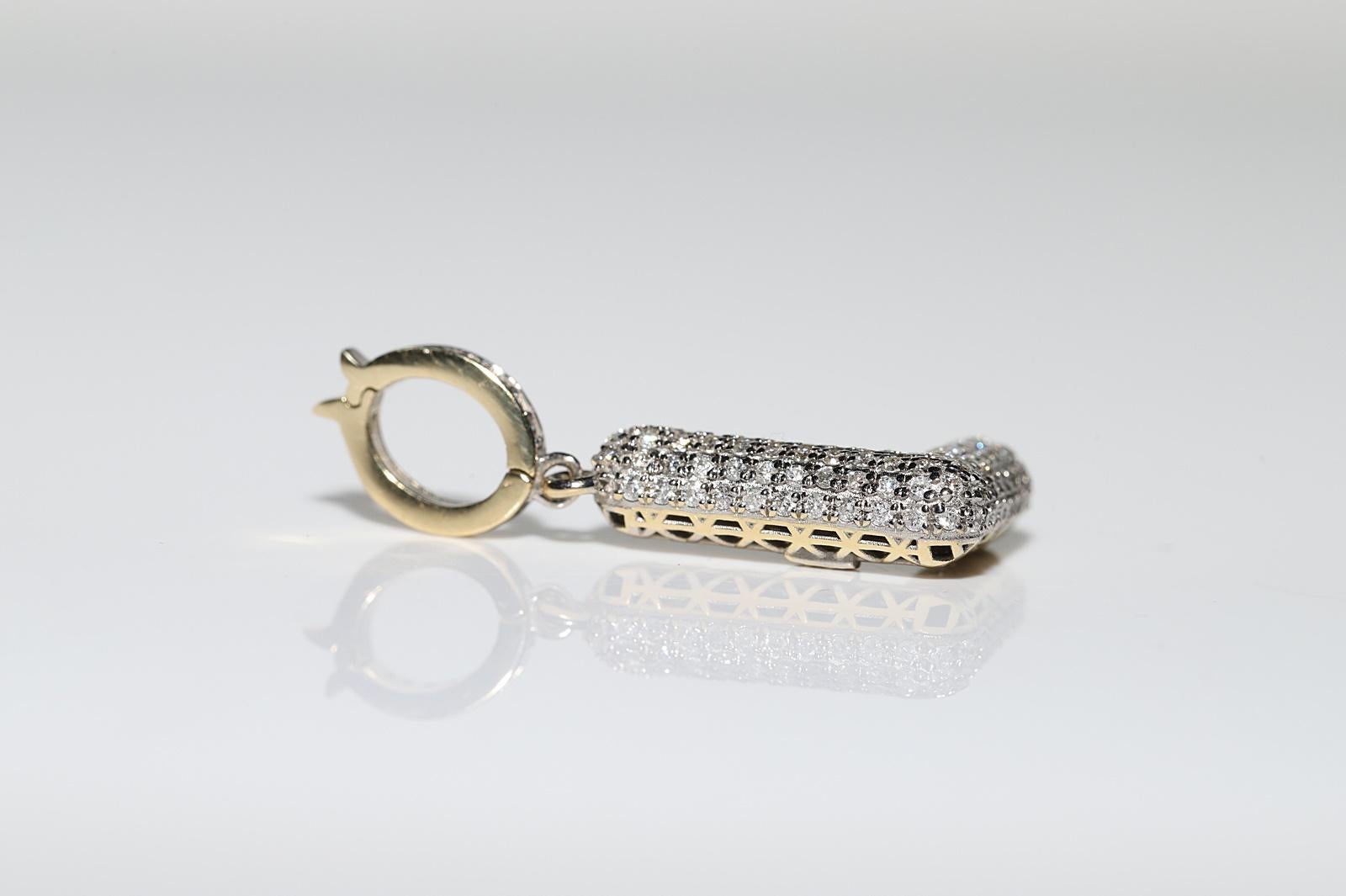 Pendentif lettre L décoré de diamants naturels en or 18 carats, neuf Neuf - En vente à Fatih/İstanbul, 34