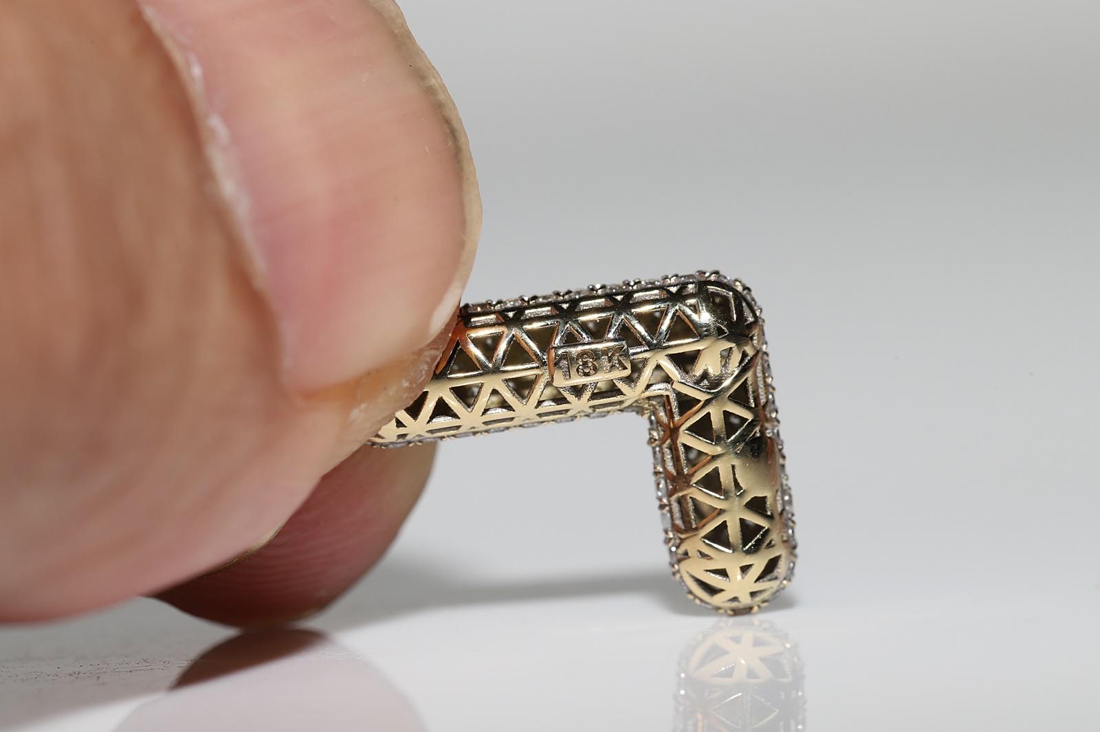 Pendentif lettre L décoré de diamants naturels en or 18 carats, neuf en vente 1