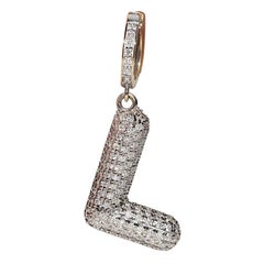 New Made 18k Gold Natural Diamond Decorated Letter L Pendant