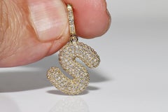 New Made 18k Gold Natural Diamond Decorated Letter S Pendant