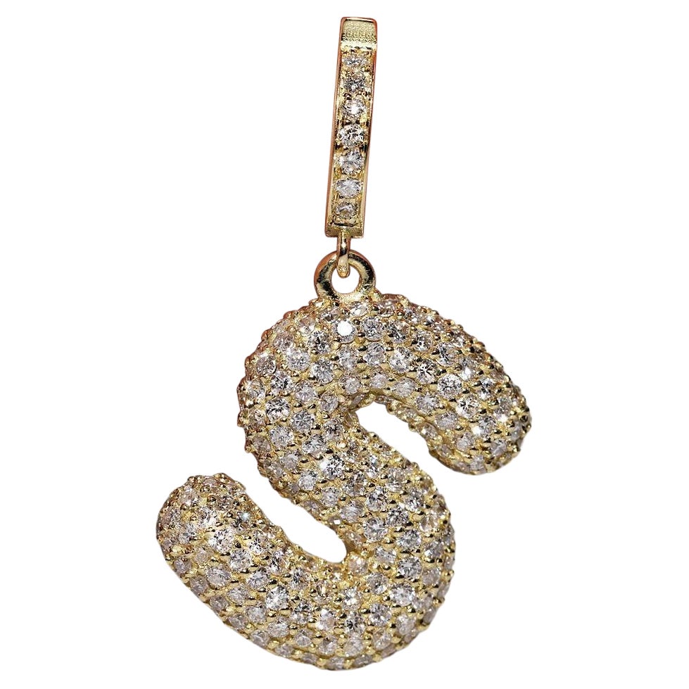 Pendentif lettre S décoré de diamants naturels en or 18 carats, neuf