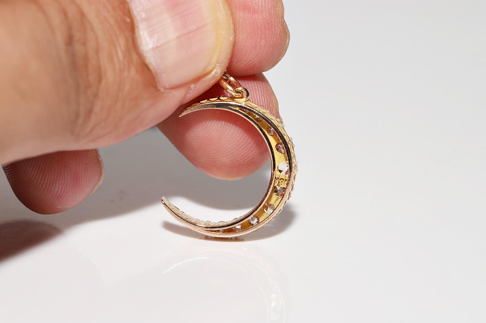 Collana con ciondolo New Moon in oro 18k con diamanti naturali decorati in vendita 3