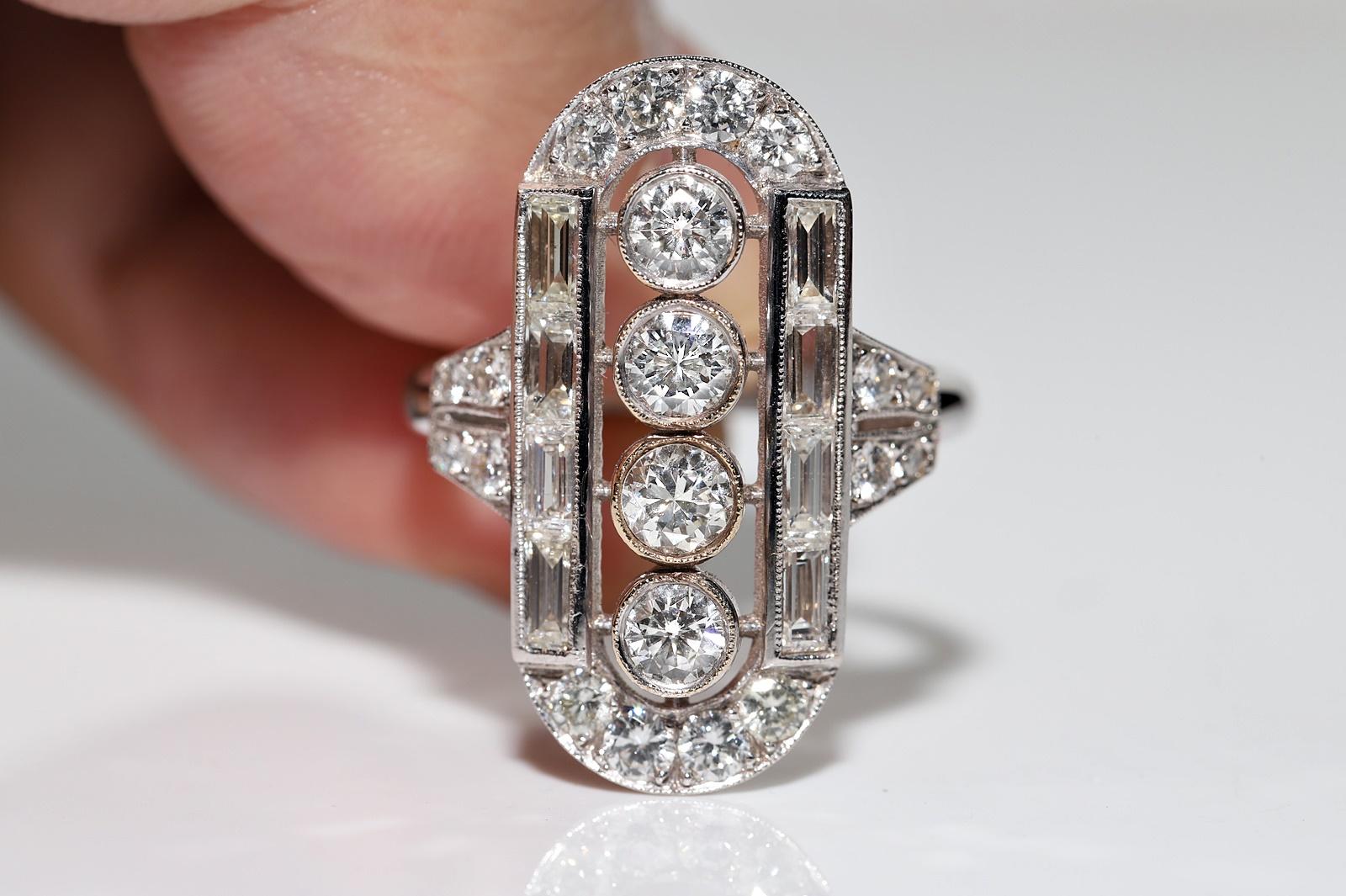 New Made 18k Gold Natural Diamond Decorated Navette Big Ring  For Sale 2