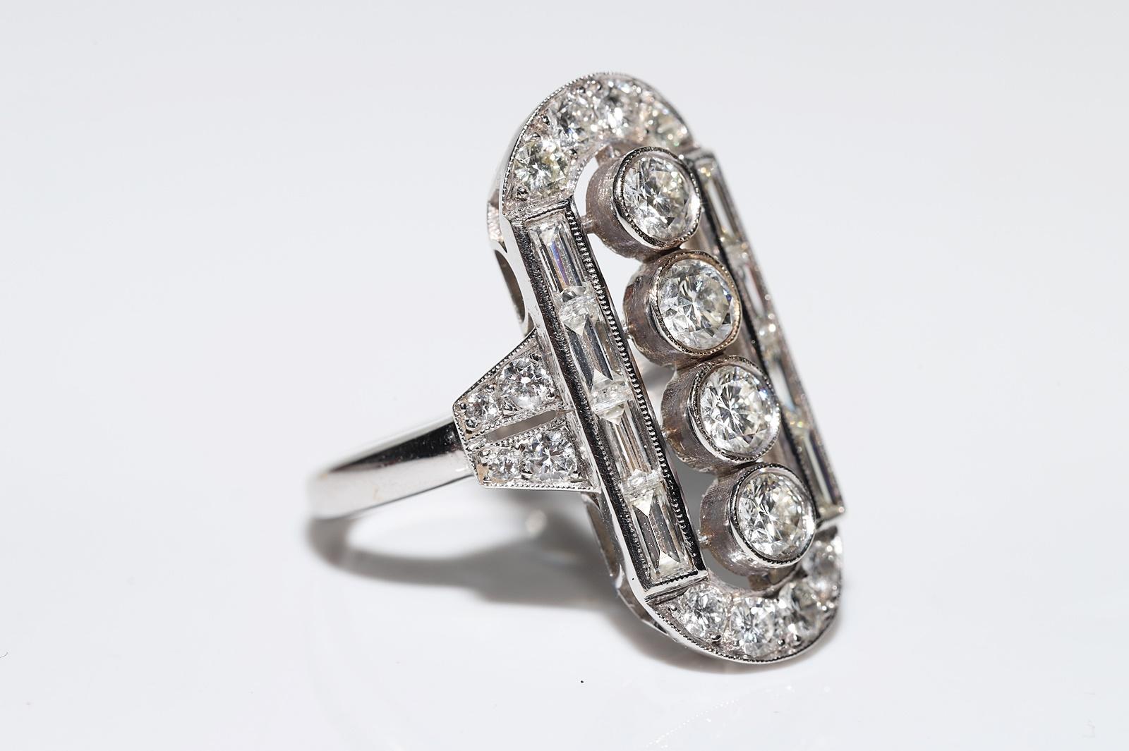 New Made 18k Gold Natural Diamond Decorated Navette Big Ring  For Sale 4