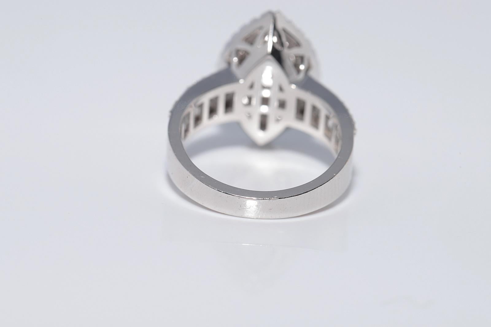 New Made 18k Gold natürlichen Diamanten verziert Navette Ring im Angebot 5