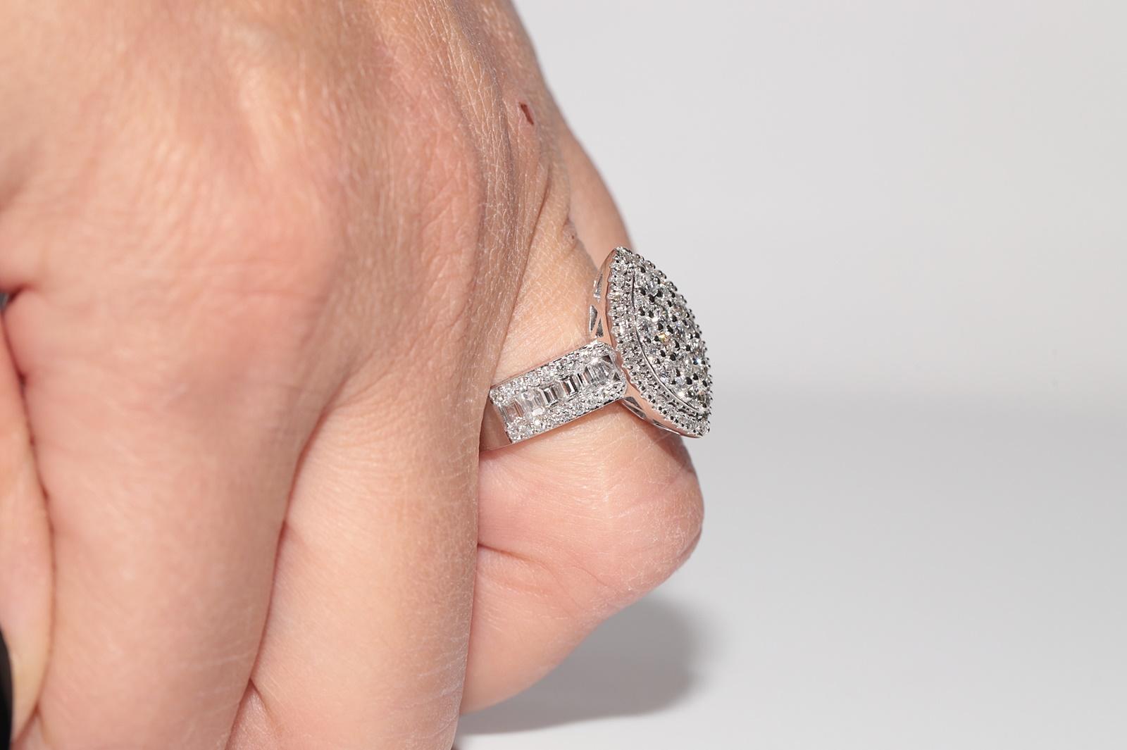 New Made 18k Gold natürlichen Diamanten verziert Navette Ring im Angebot 11