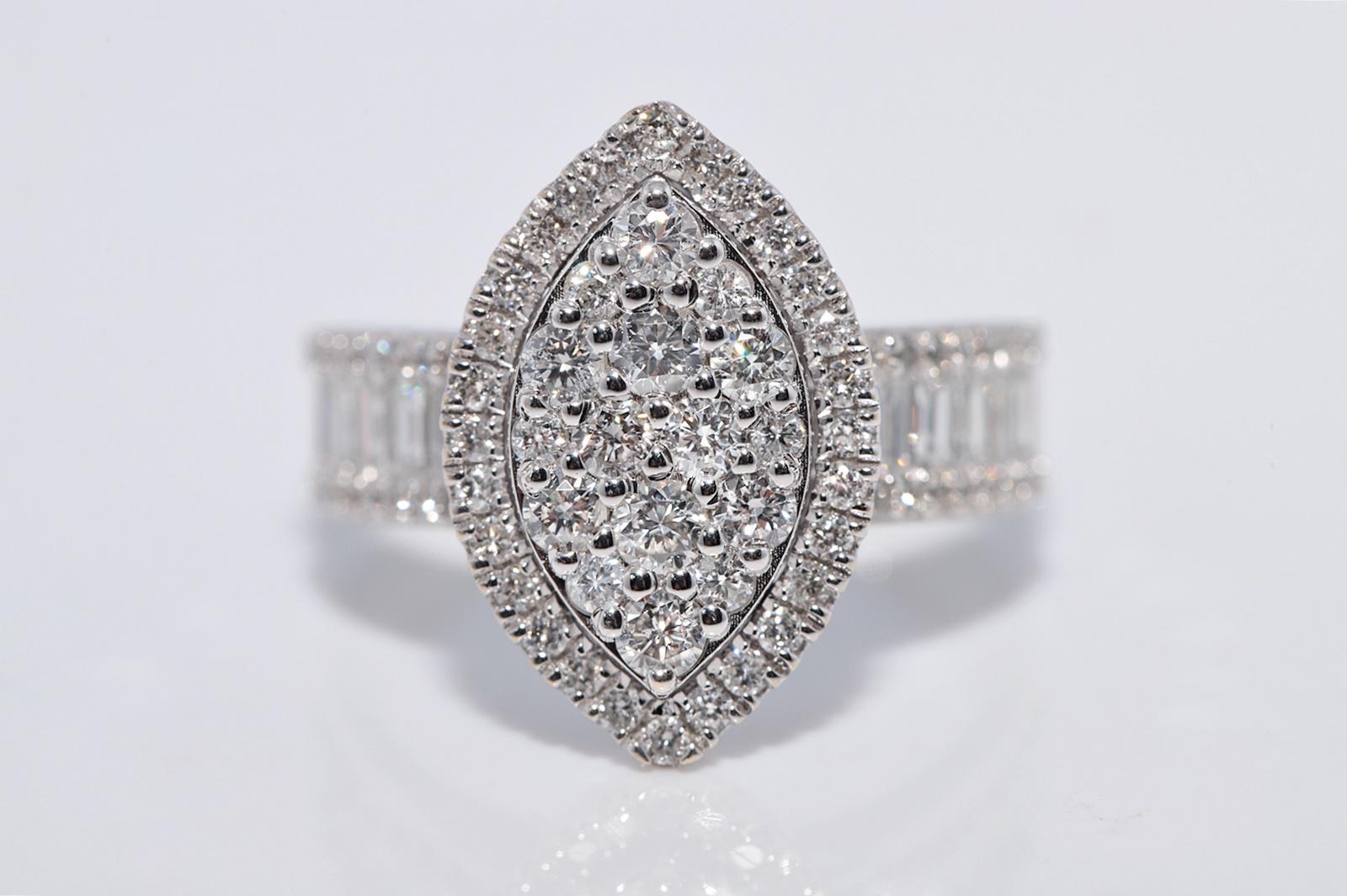 New Made 18k Gold natürlichen Diamanten verziert Navette Ring im Zustand „Gut“ im Angebot in Fatih/İstanbul, 34