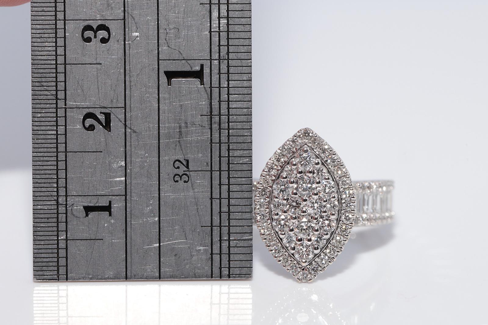 New Made 18k Gold natürlichen Diamanten verziert Navette Ring Damen im Angebot