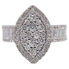 Anello Navette decorato con diamanti naturali in oro 18k di nuova produzione