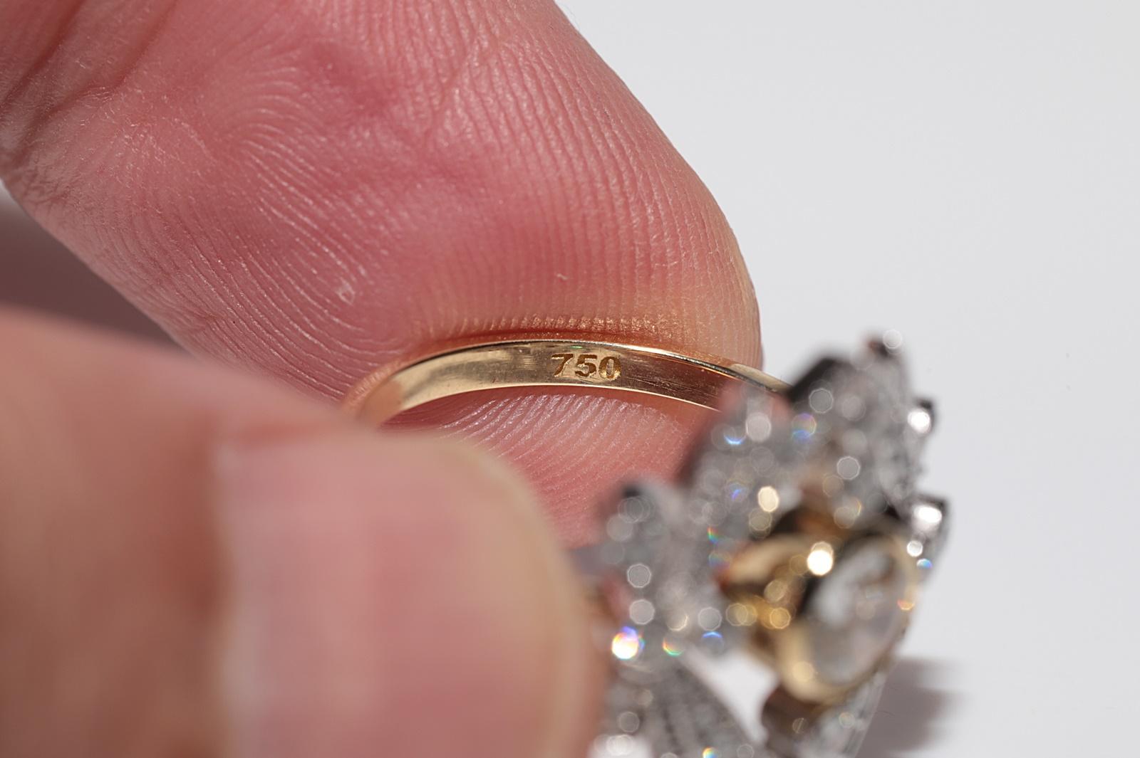 Bague de style navette en or 18 carats, neuve et décorée de diamants naturels en vente 4