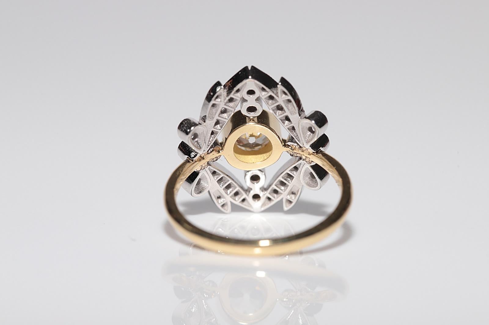 Bague de style navette en or 18 carats, neuve et décorée de diamants naturels en vente 2