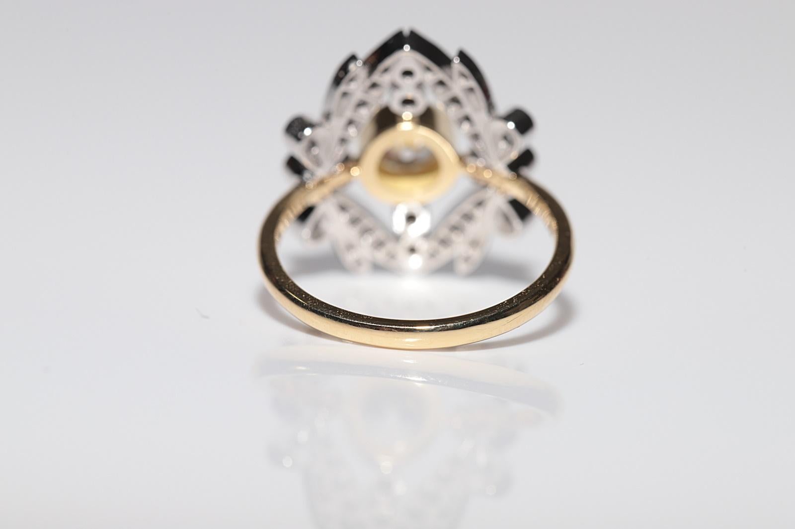 Bague de style navette en or 18 carats, neuve et décorée de diamants naturels en vente 3