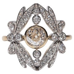 Bague de style navette en or 18 carats, neuve et décorée de diamants naturels